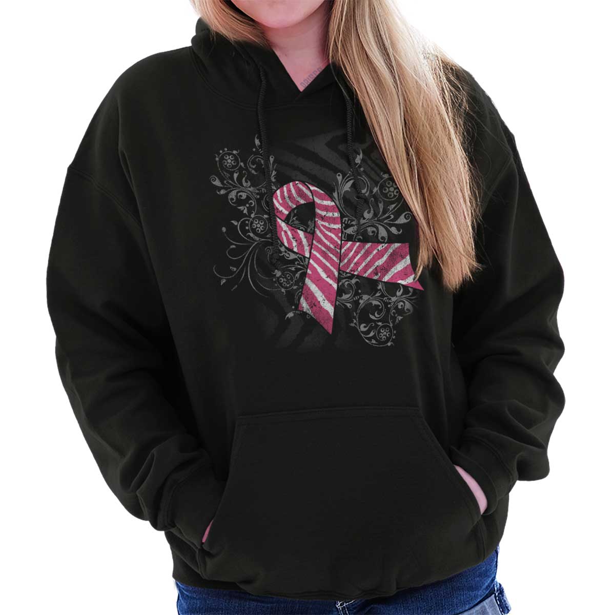 Pink And White Ribbon Hoodie