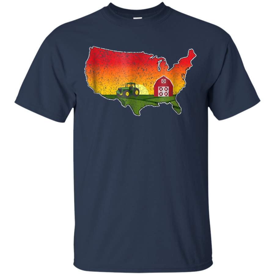 AGR American USA Farmer Tractor Barn Ranch Farm Distressed Shirt