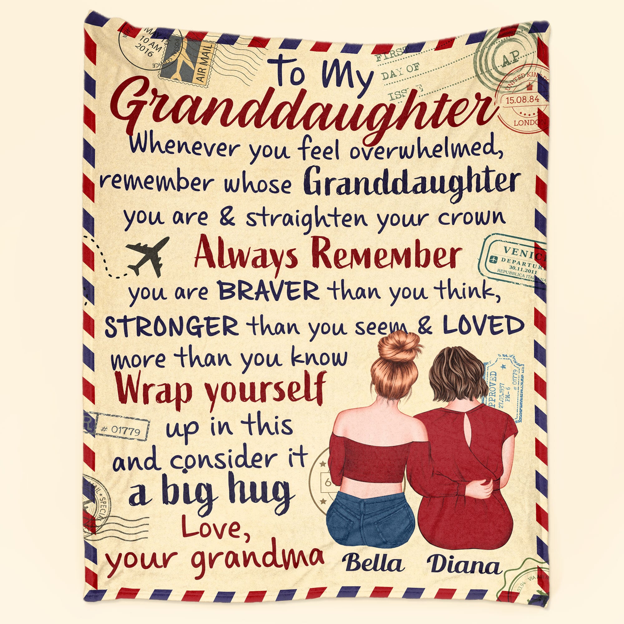 To My Granddaughter – Personalized Blanket – Birthday Gifts For Granddaughters, Gift From Grandma