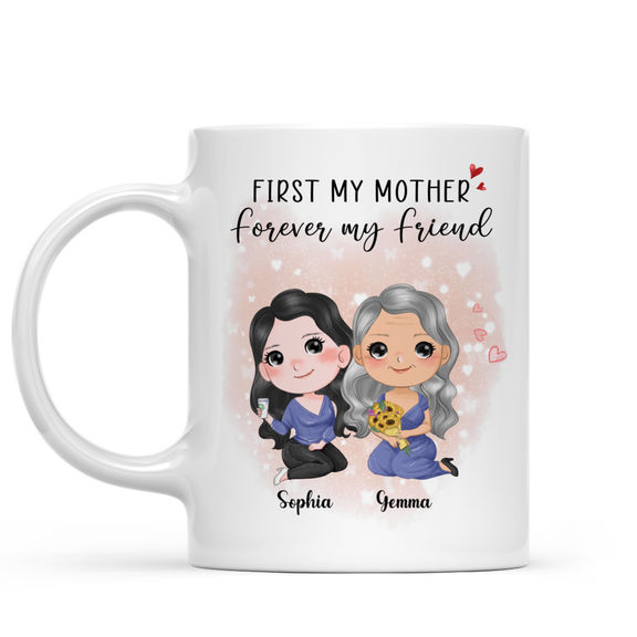 Mother & Daughters Dolls – First My Mother Forever My Friend – Personalized Mug