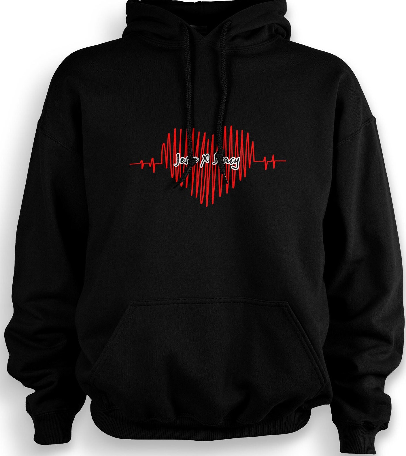 Custom My Valentine Personalized Hoodie Adult (Black) | Heart Wave | Made To Order With Love