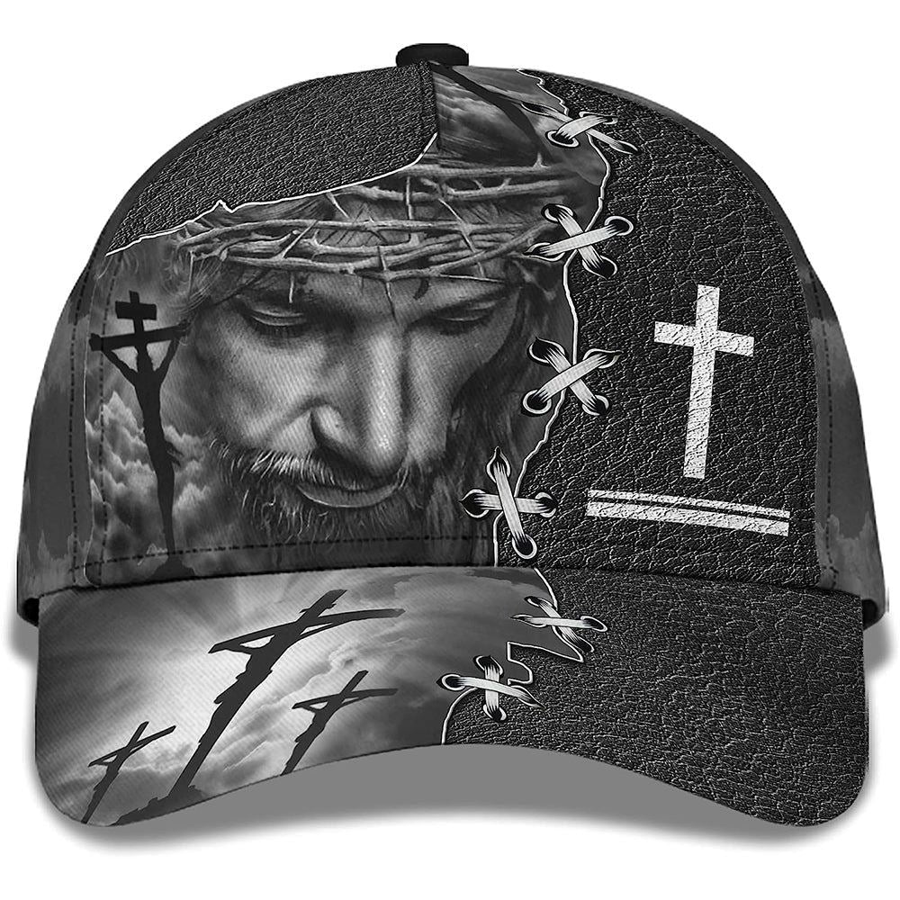 Jesus On The Cross Religion Crown Of Thorn All Over Print Baseball Cap, God Cap, Gift Ideas For Male