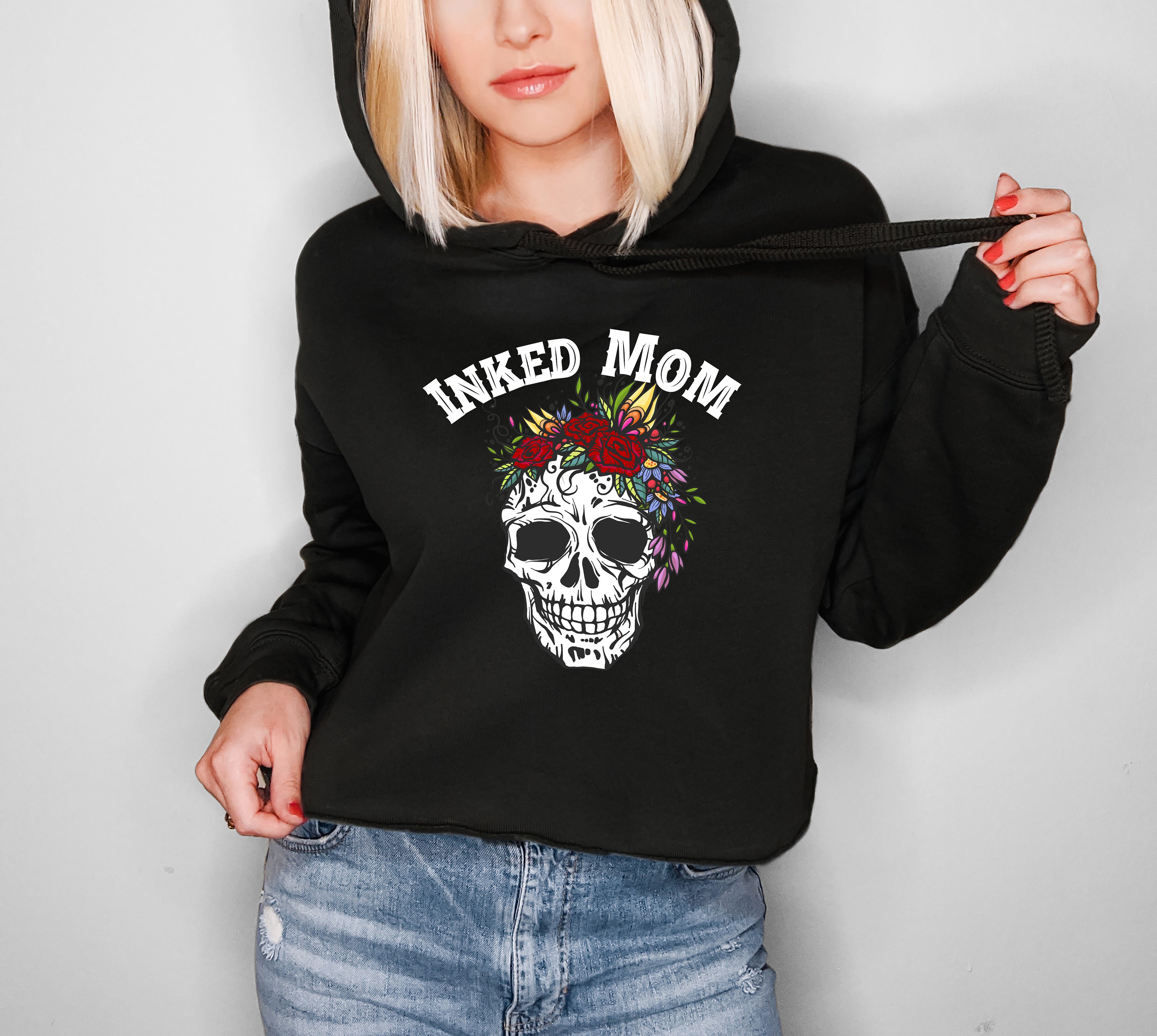 Inked Mom Crop Hoodie