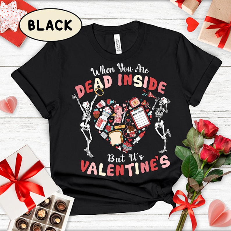 Valentine ER Nurse Shirt, Valentine’s Day Nurse Coffee, Vday ER Crew Funny Ed Nurse Tech Shirt ,Emergency Room Rn, Dead Inside But Valentine