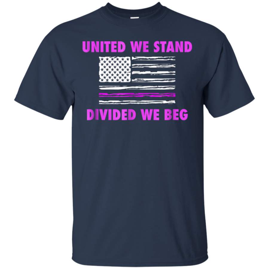 AGR American Flag United We Stand Divided We Beg Tshirt PURPLE