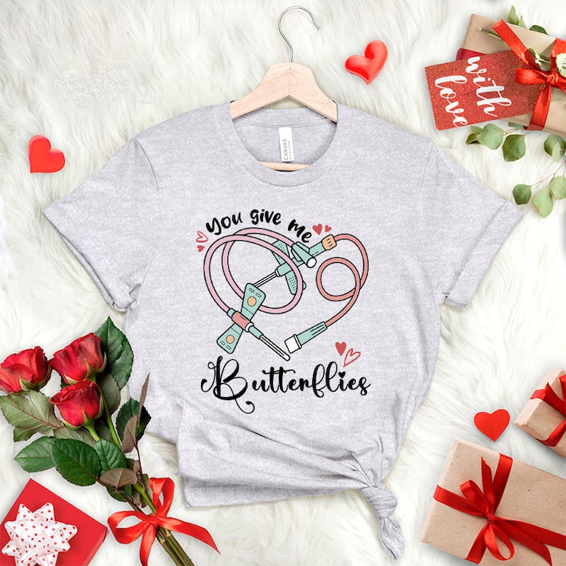 Valentine Phlebotomist Tech Shirts, Give me Butterflies shirt, Medical Lab Assistant Tech Valentine T-Shirt PBT Cpt Phlebotomy Phleb Tech