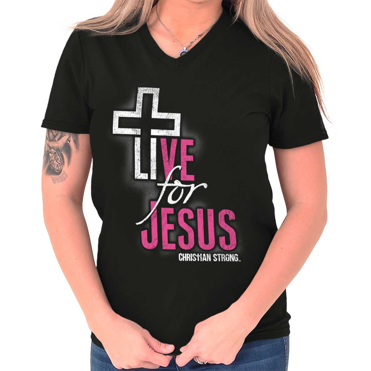 Live For Jesus V-Neck T Shirt