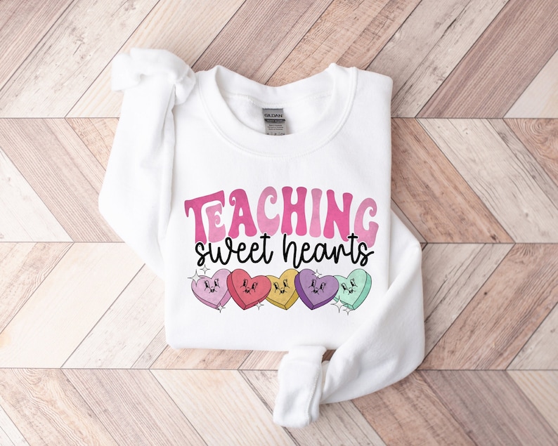 Teacher Valentines Sweatshirt, Teaching Sweethearts Sweatshirt, Retro Valentines Day Sweater, Valentines Shirts, Teacher Valentines Gift