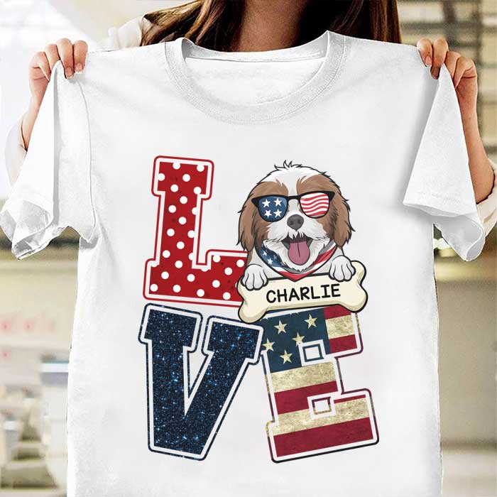 The Love For Dogs – Gift For 4th Of July – Personalized Unisex T-Shirt