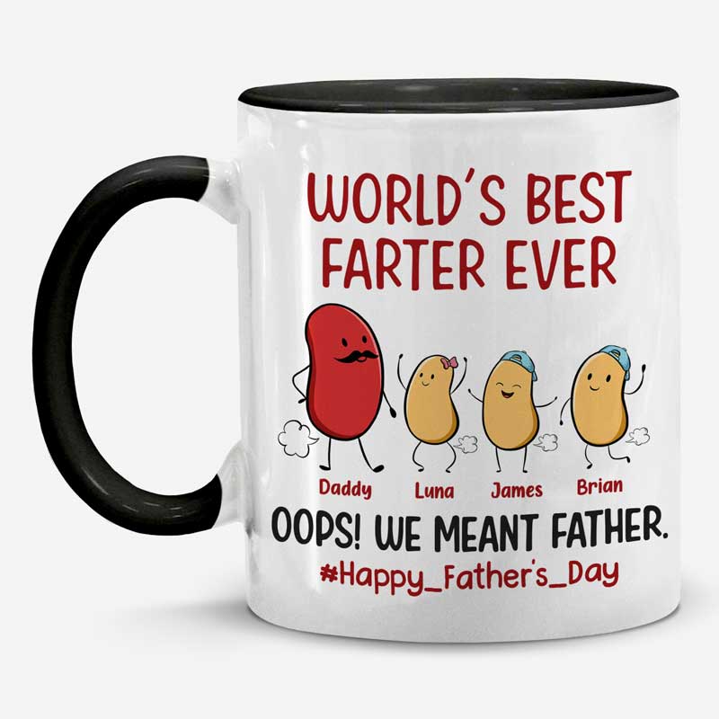 World’s Best Farter Ever, Oops I Mean Father – Family Personalized Custom Accent Mug – Father’s Day, Birthday Gift For Dad