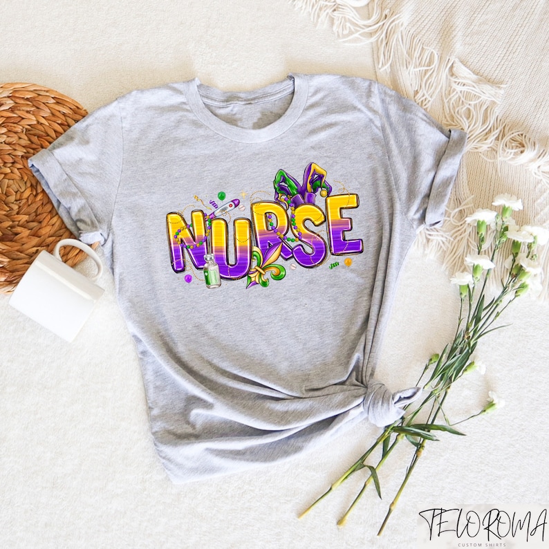 Mardi Gras Nurse Shirt, Mardi Gras Carnaval Sweatshirt, Nurse Mardi Gras Festival, Fat Tuesday Crewneck, Mardi Gras Party Gift, Nurse Tee