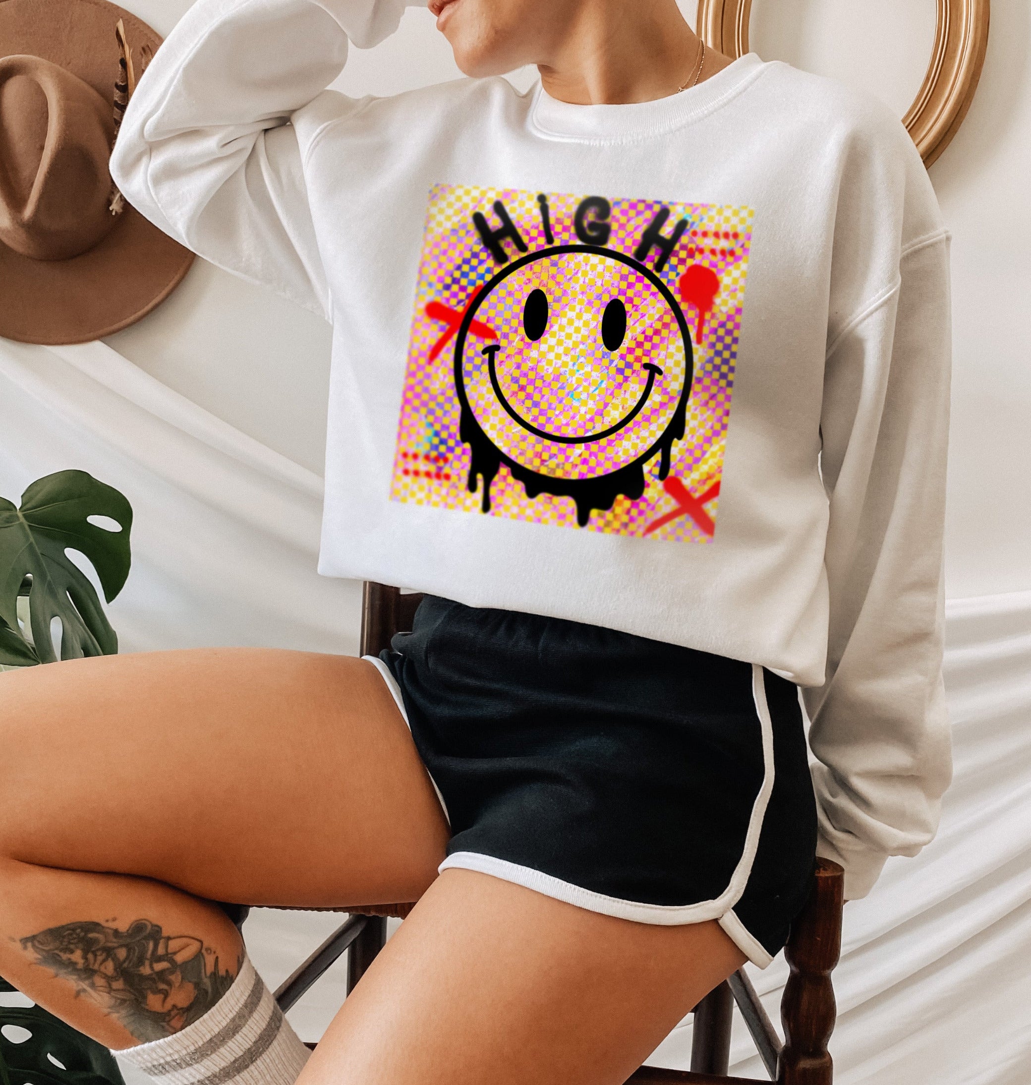 High Smiley Face Sweatshirt