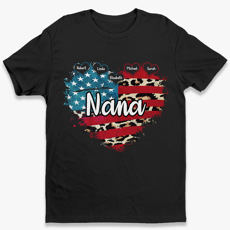 Grandma And Her Kids – Family Personalized Custom Unisex Patriotic T-Shirt, Hoodie, Sweatshirt – Independence Day, 4Th Of July, Birthday Gift For Grandma