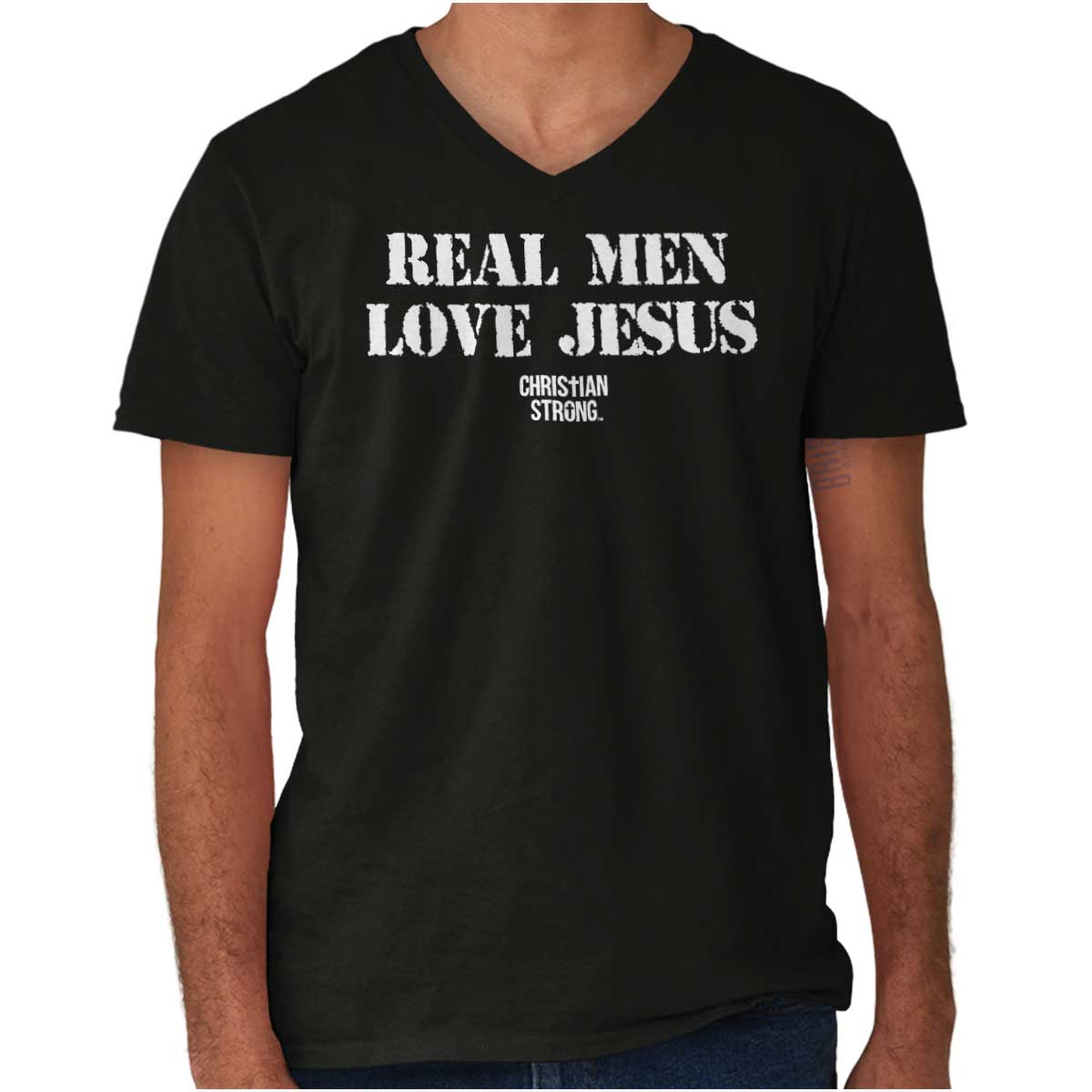 Real Men Love Jesus V-Neck T Shirt