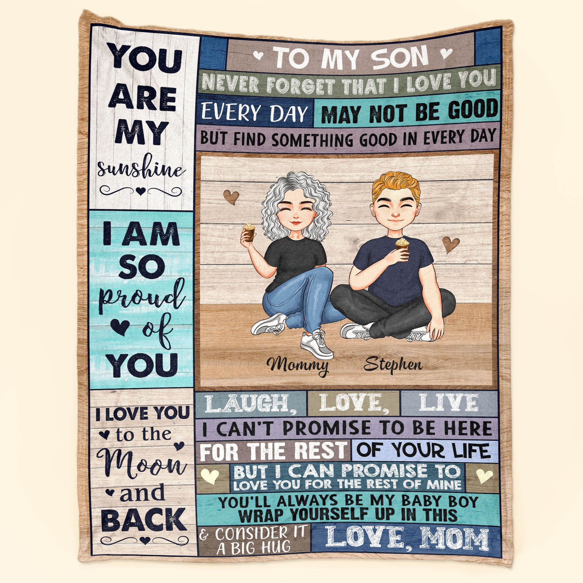 My Son – I Love You To The Moon And Back – Personalized Blanket – Christmas, Loving Gift For Your Sons, Your Baby Girl, Your Baby Boy