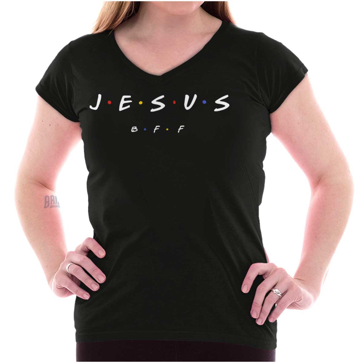 Jesus Christ Bff Junior Fit V-Neck T Shirt