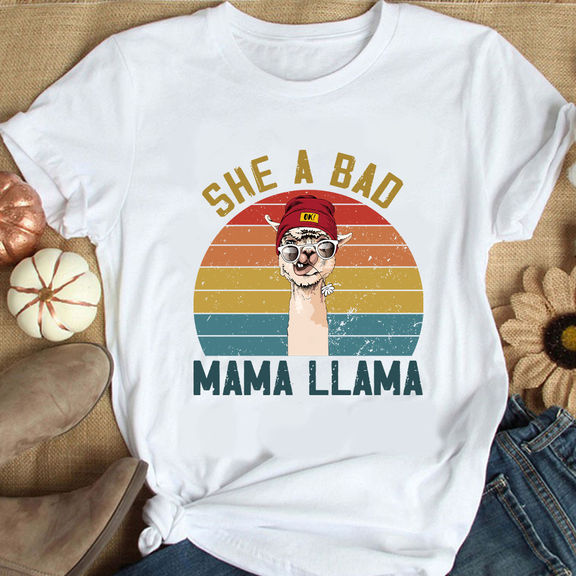 Mother’s Day Shirts – She A Bad Mama Llama Shirt, Llama Mom Shirt, Mother’s Day Shirt, Gift For Mother Shirt – Personalized Shirt