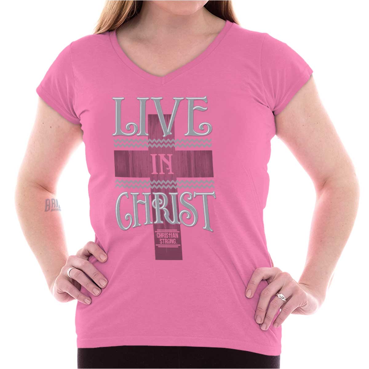 Live In Christ Junior Fit V-Neck T Shirt