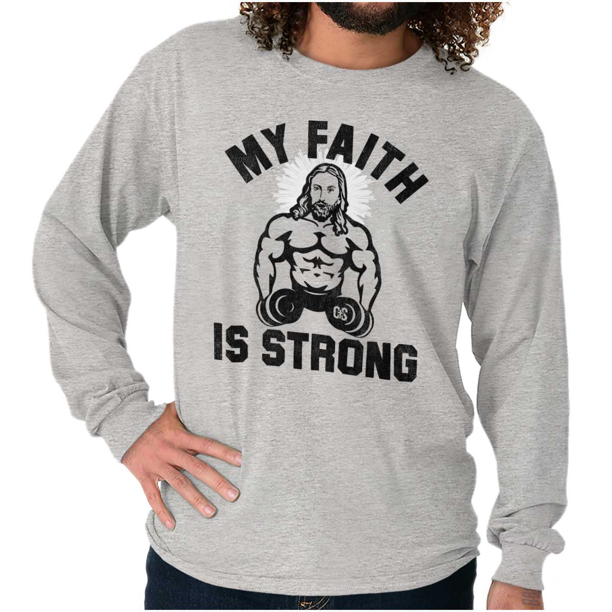 Gym Jesus Christ Strong Long Sleeve T Shirt