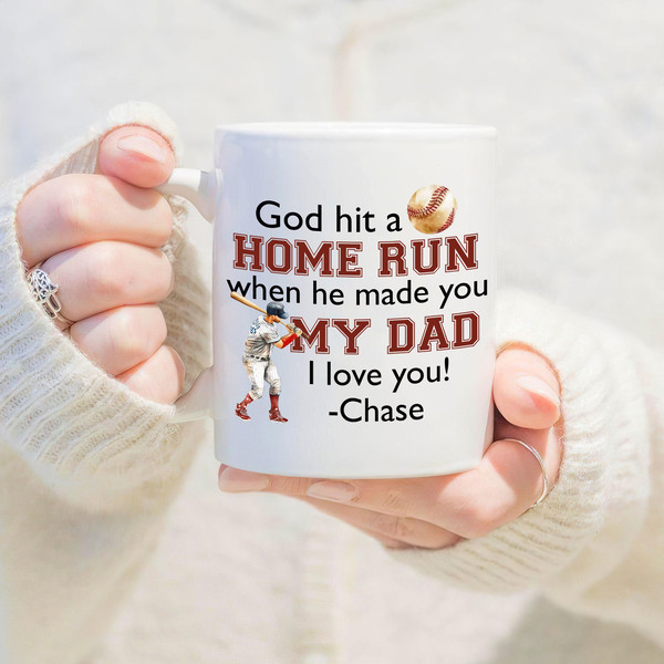 Personalized Dad Mug, Fathers Day Gift Mug, Baseball Dad Mug