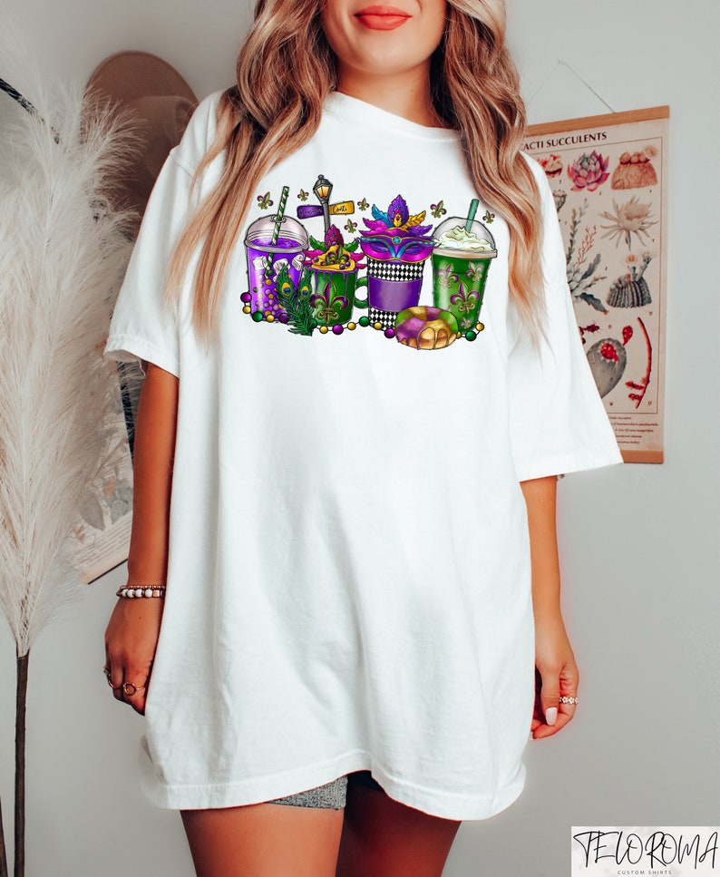 Mardi Gras Drinking Shirt, Mardi Gras Cups Sweatshirt, Fleur de lis Tee, Fat Tuesday Crewneck, Mardi Gras Mask Shirt, Donut Lover Gift