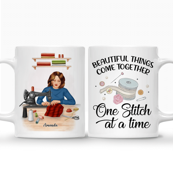 Sewing Woman – Beautiful Things Come Together One Stitch At A Time – Personalized Mug