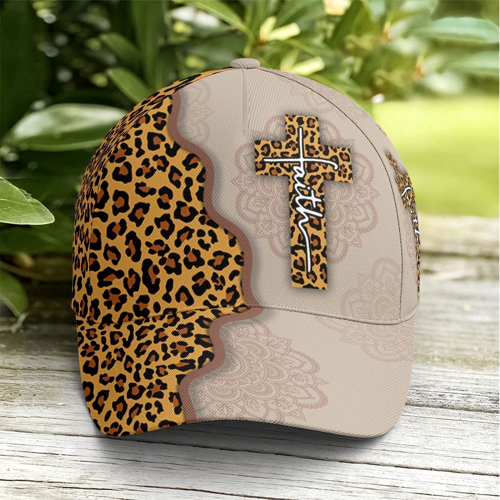 Leopard Crossover Faith Mandala Style All Over Print Baseball Cap, God Cap, Gift Ideas For Male