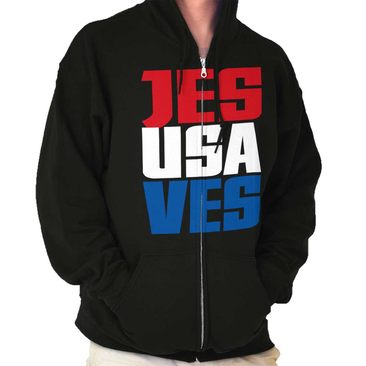 Jesus Saves Usa Zip Hoodie