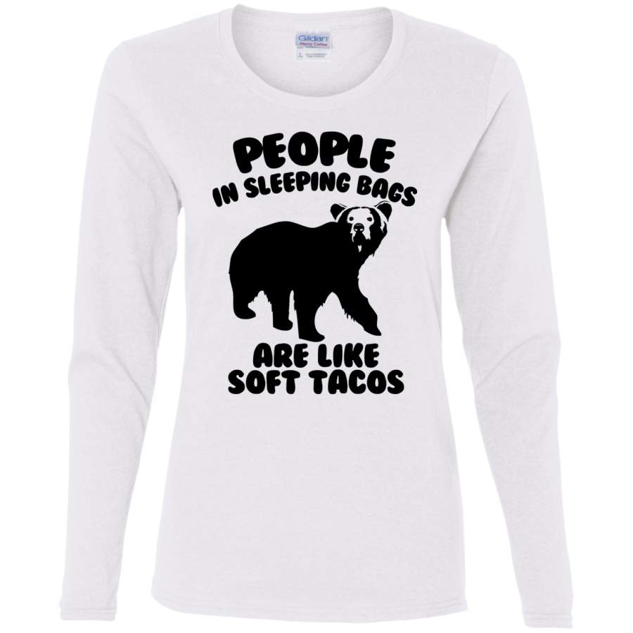 AGR Camping Humor – Bear Food Ladies’ Cotton LS T-Shirt