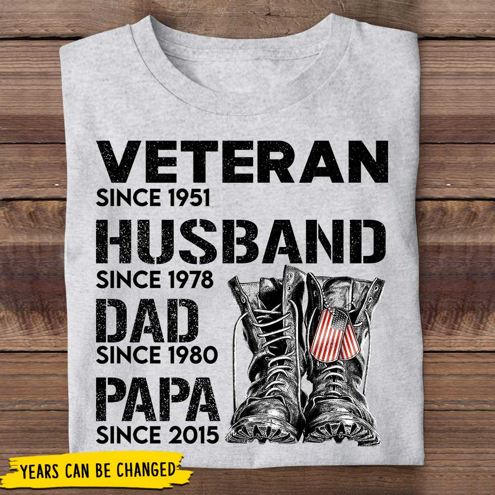 Veteran Dad Since – Gift For 4th Of July – Personalized Unisex T-Shirt