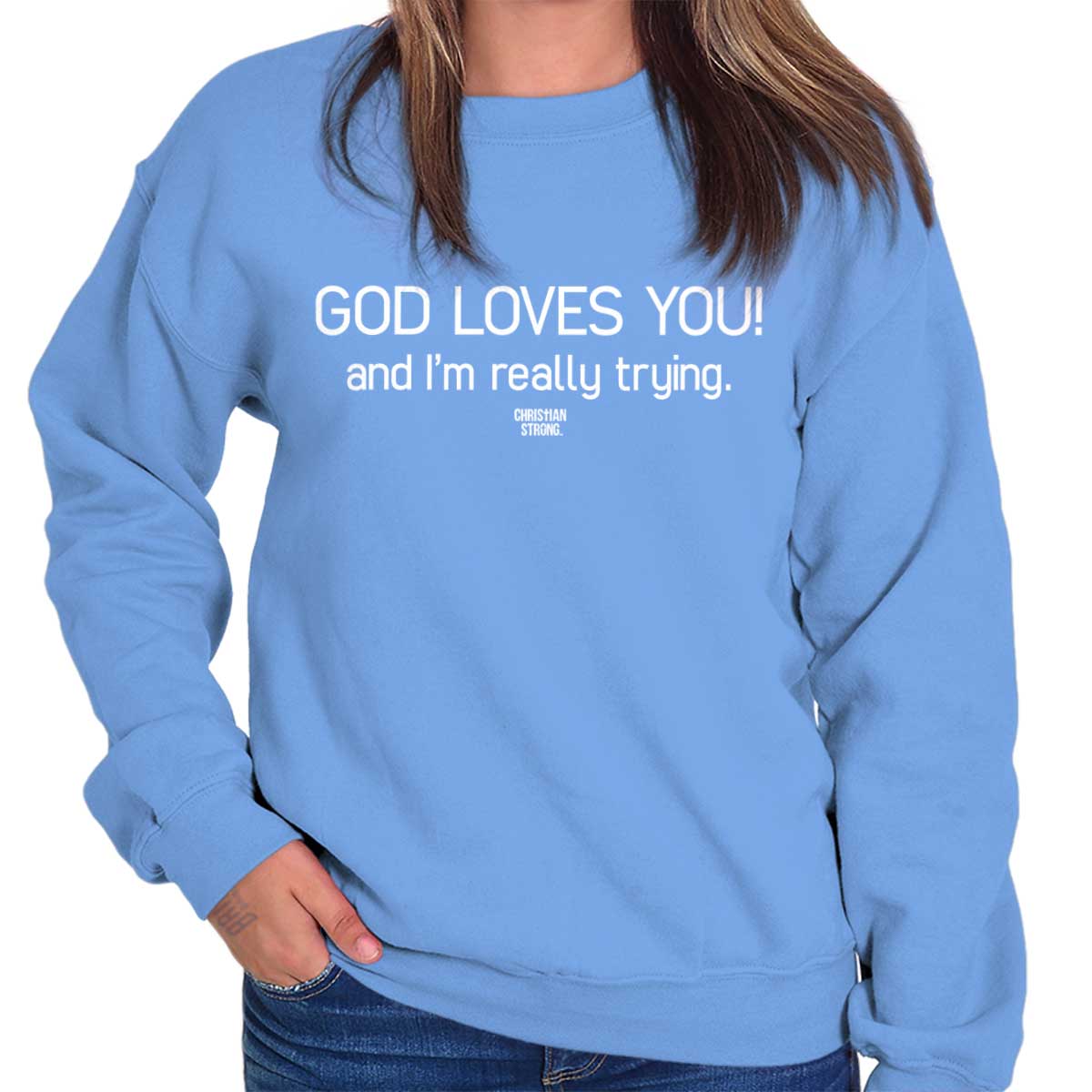 God Loves You Christian T Shirt Jesus Cross Novelty Gift Cool Sweatshirt