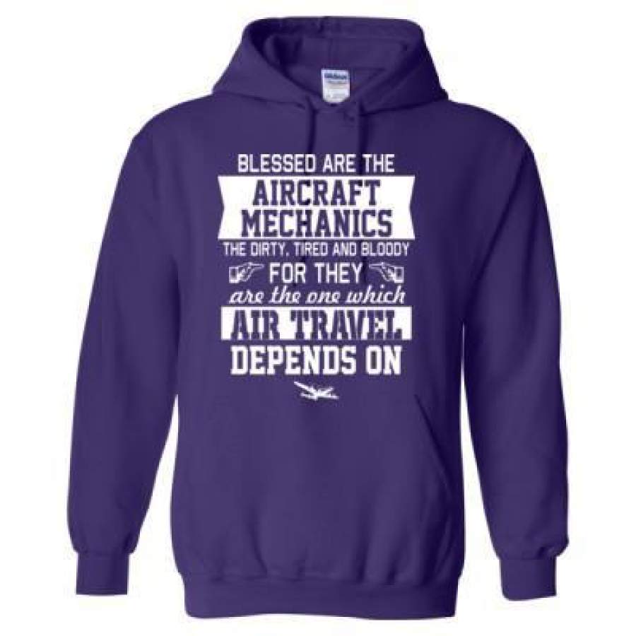 AGR Blessed Are The Aircraft Mechanics The Dirty Tired And Bloody Air Travel Depends On – Heavy Blend™ Hooded Sweatshirt