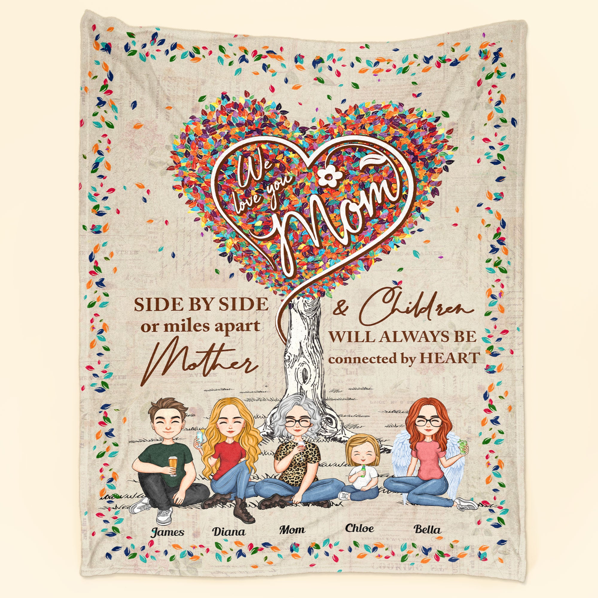 Mother And Children Will Always Be Connected – Personalized Blanket