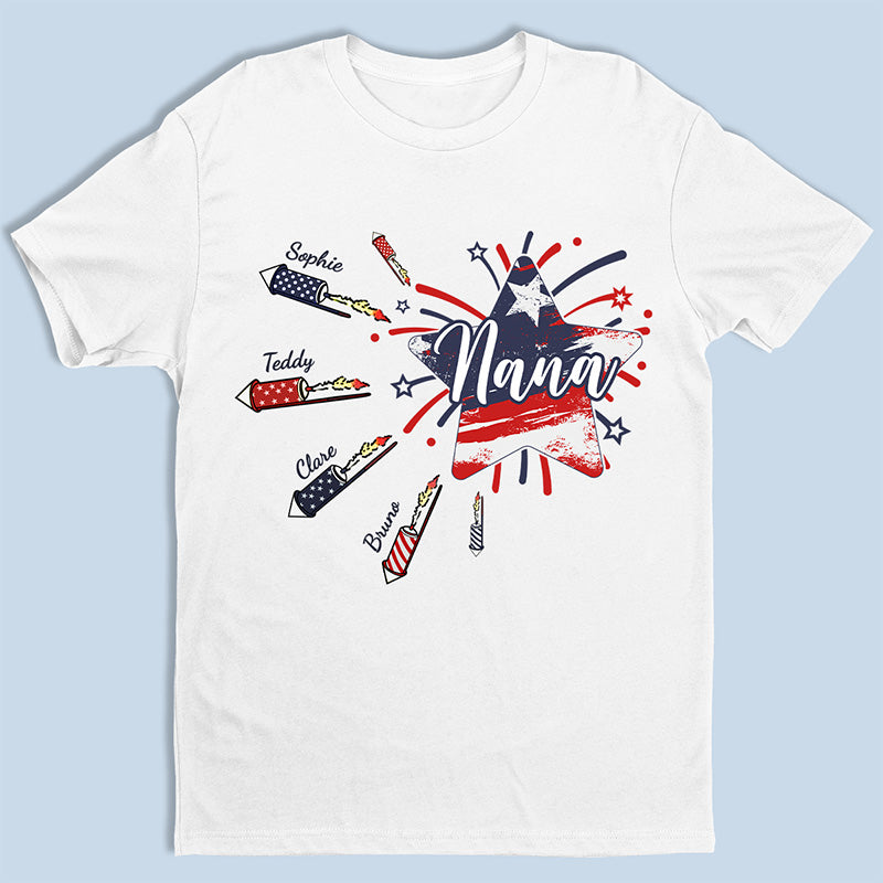 Baby, You’Re A Firework – Family Personalized Custom Unisex Patriotic T-Shirt, Hoodie, Sweatshirt – Independence Day, 4Th Of July, Birthday Gift For Grandma