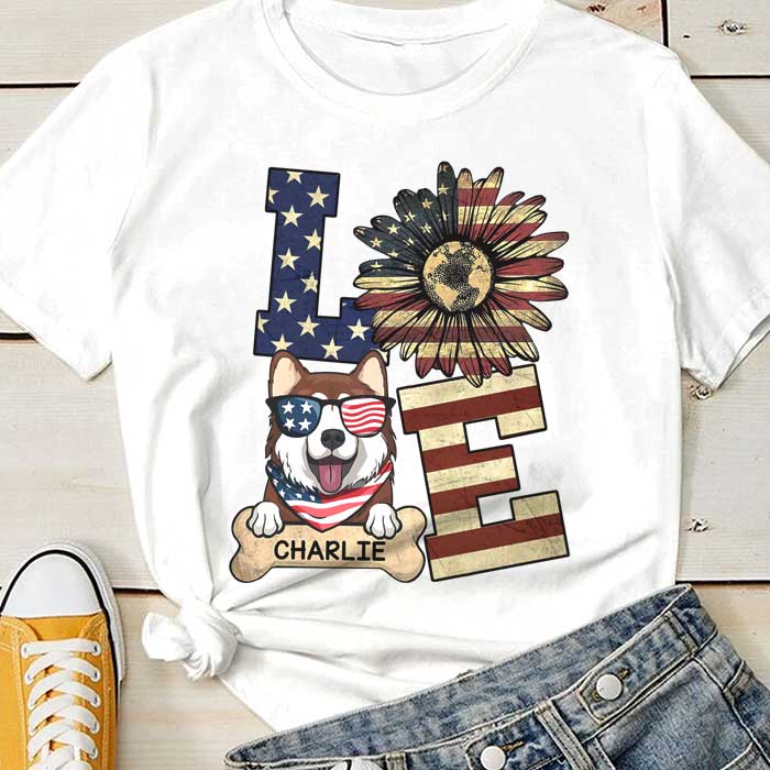 The Love For Pets – Gift For 4th Of July – Personalized Unisex T-Shirt