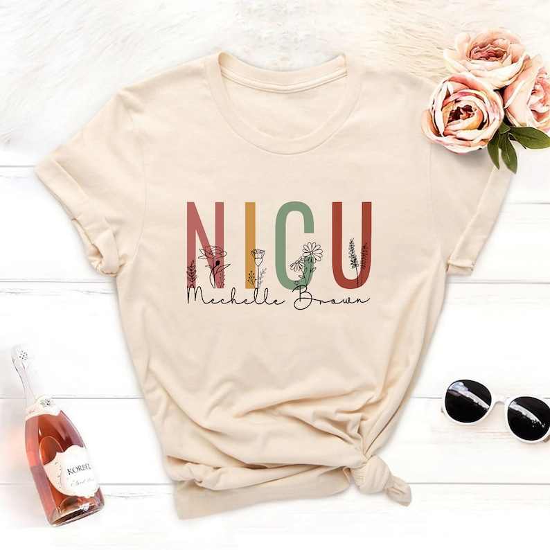 Nurse Shirts, NICU Nurse Floral Shirt, Valentines Day gift for NICU Nurse