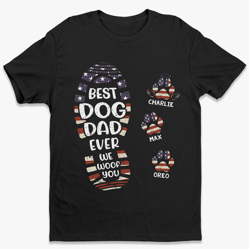 Happy Father’s Day To The Best Dog Dad Paw Print – Dog Personalized Custom Unisex Patriotic T-shirt, Hoodie, Sweatshirt – Father’s Day, Independence Day, 4th Of July, Gift For Pet Owners, Pet Lovers