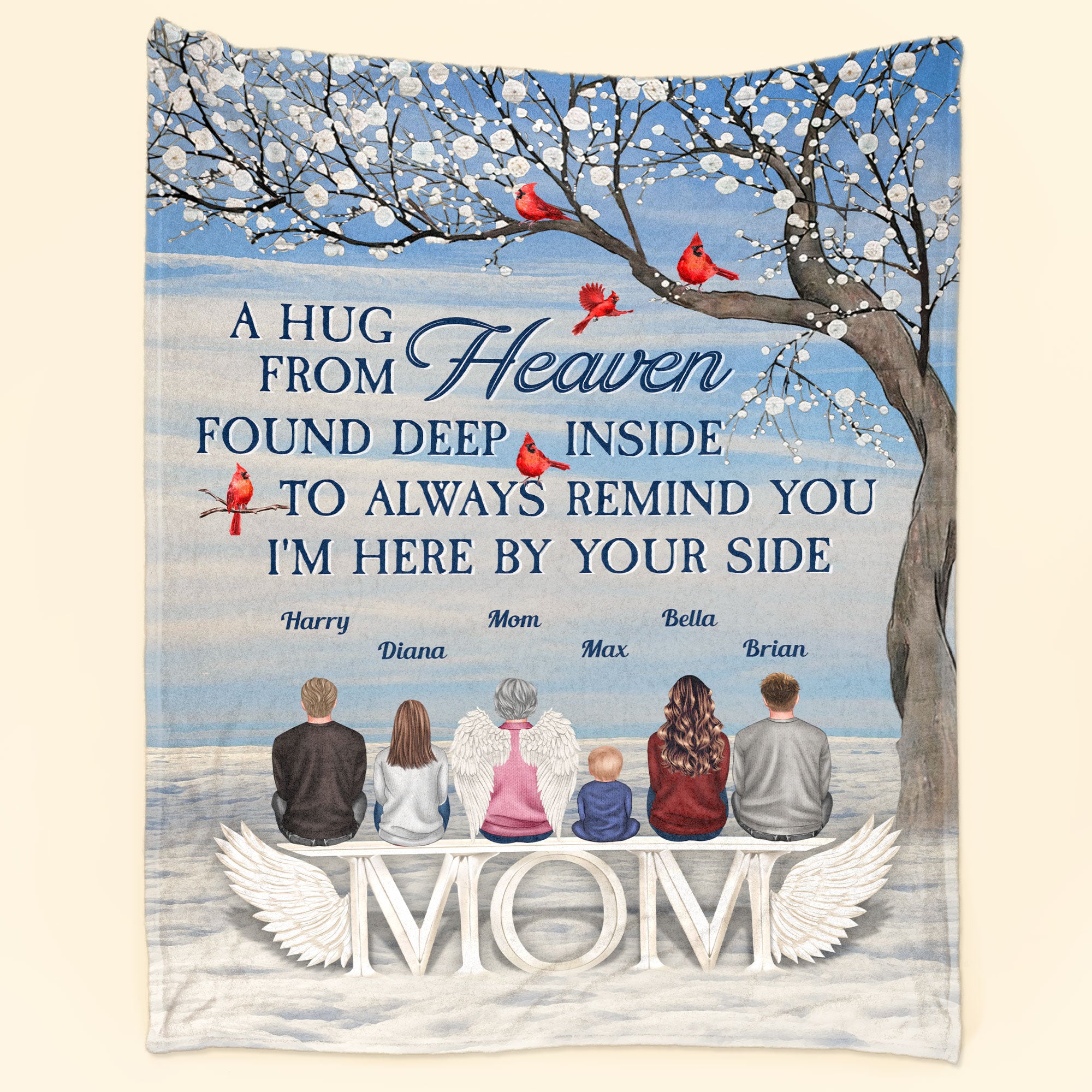 A Hug From Heaven, I’M Always By Your Side – Personalized Blanket – Mother’S Day Gift, Memorial Blanket For Family, Grief, Sympathy, Comfort Gift