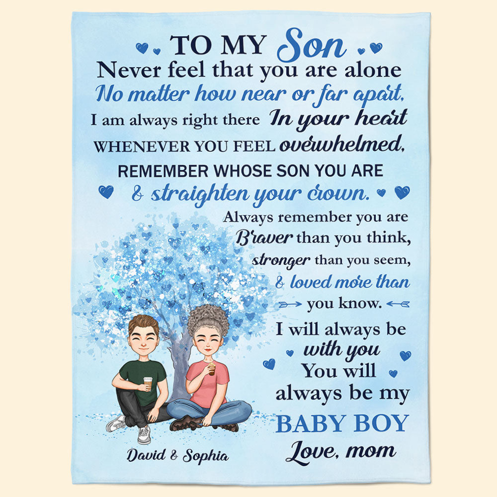 To My Son Never Feel That You Are Alone – Personalized Blanket