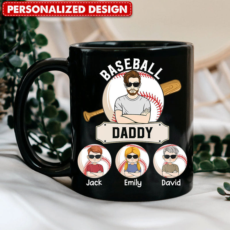 Super Cool Baseball Daddy Grandpa With Kids Personalized Mug