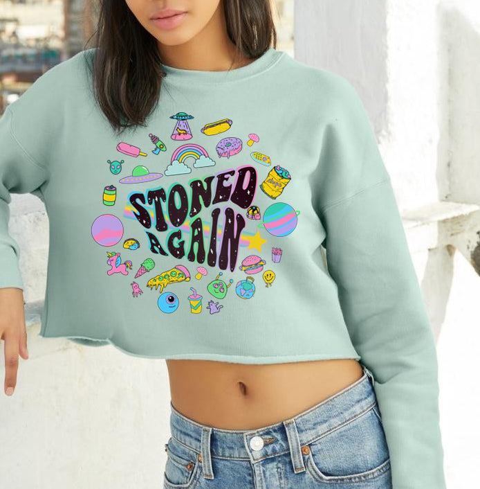 Stoned Again Crop Sweatshirt