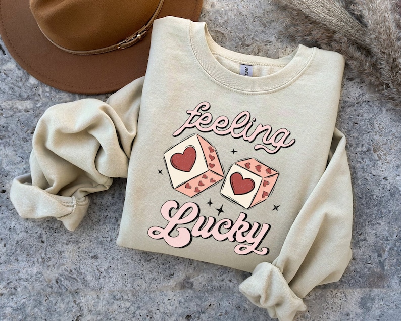 Feeling Lucky Valentines Sweatshirt, Valentines Day Sweater, Retro Valentine Shirt, Valentines Couple, Valentines Day, Valentine Gift