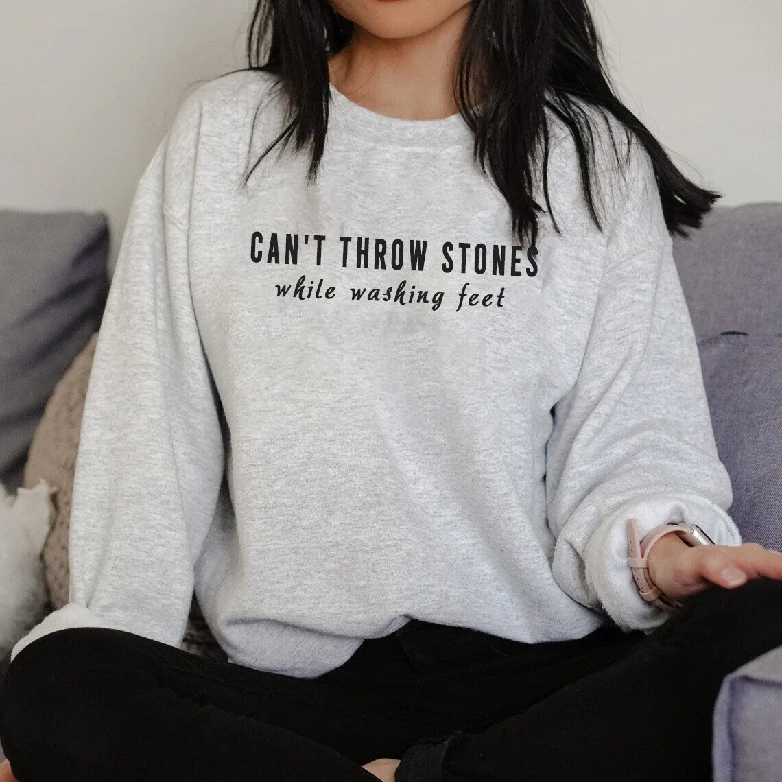 Can’T Throw Stones Sweatshirt Or Hoodie, Trendy Christian Shirt, Bible Verse Shirt, Religious Shirts, Faith Hoodie, Church, Christian Tee