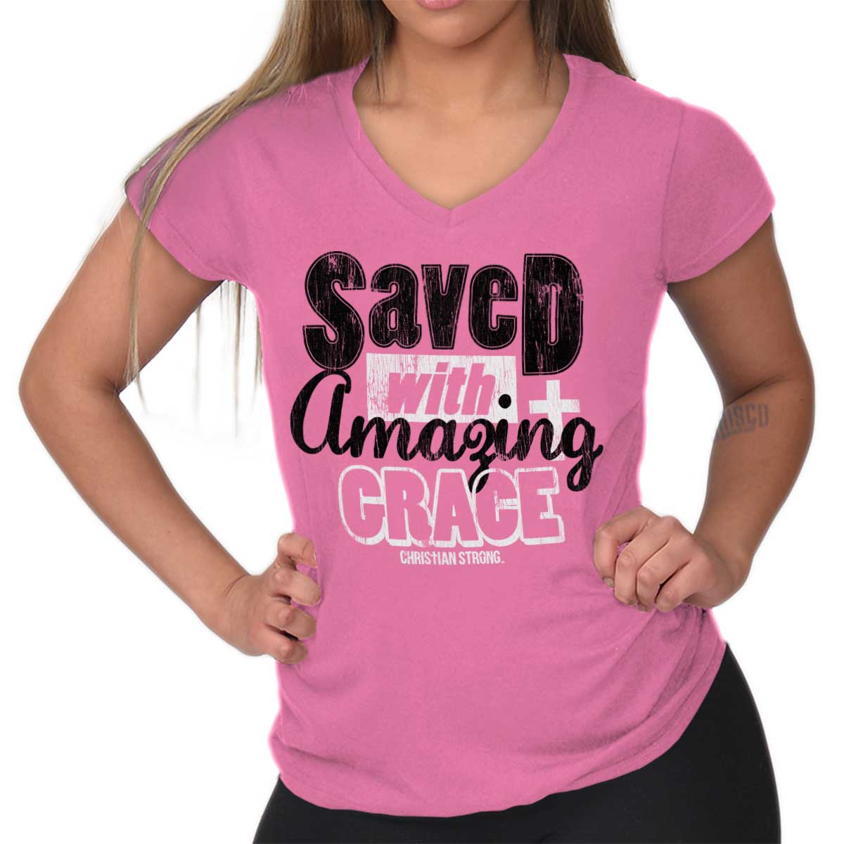 Saved With Amazing G Junior Fit V-Neck T Shirt