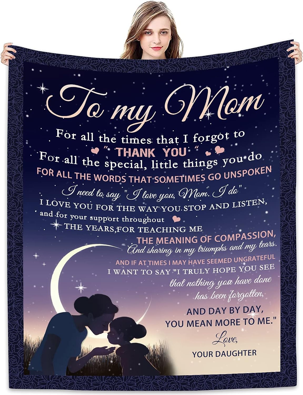 To My Mom Blanket from Daughter – Meaningful Gifts for Mom, Fleece Throw Blankets Mother’s Day Gift, Gift for Women – Mom Gifts Ideas from Kids for Her