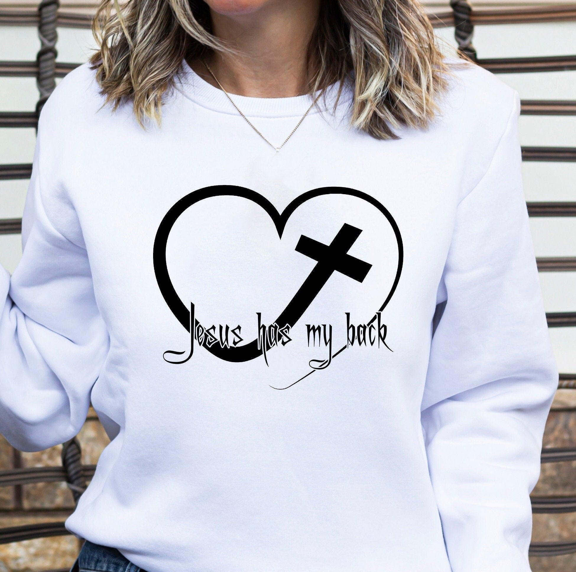 Jesus Has My Back Sweatshirt, Christian Tees, I Love Jesus Shirt, Christian T-Shirt, Jesus Gift For Women, Cute Church T-Shirt