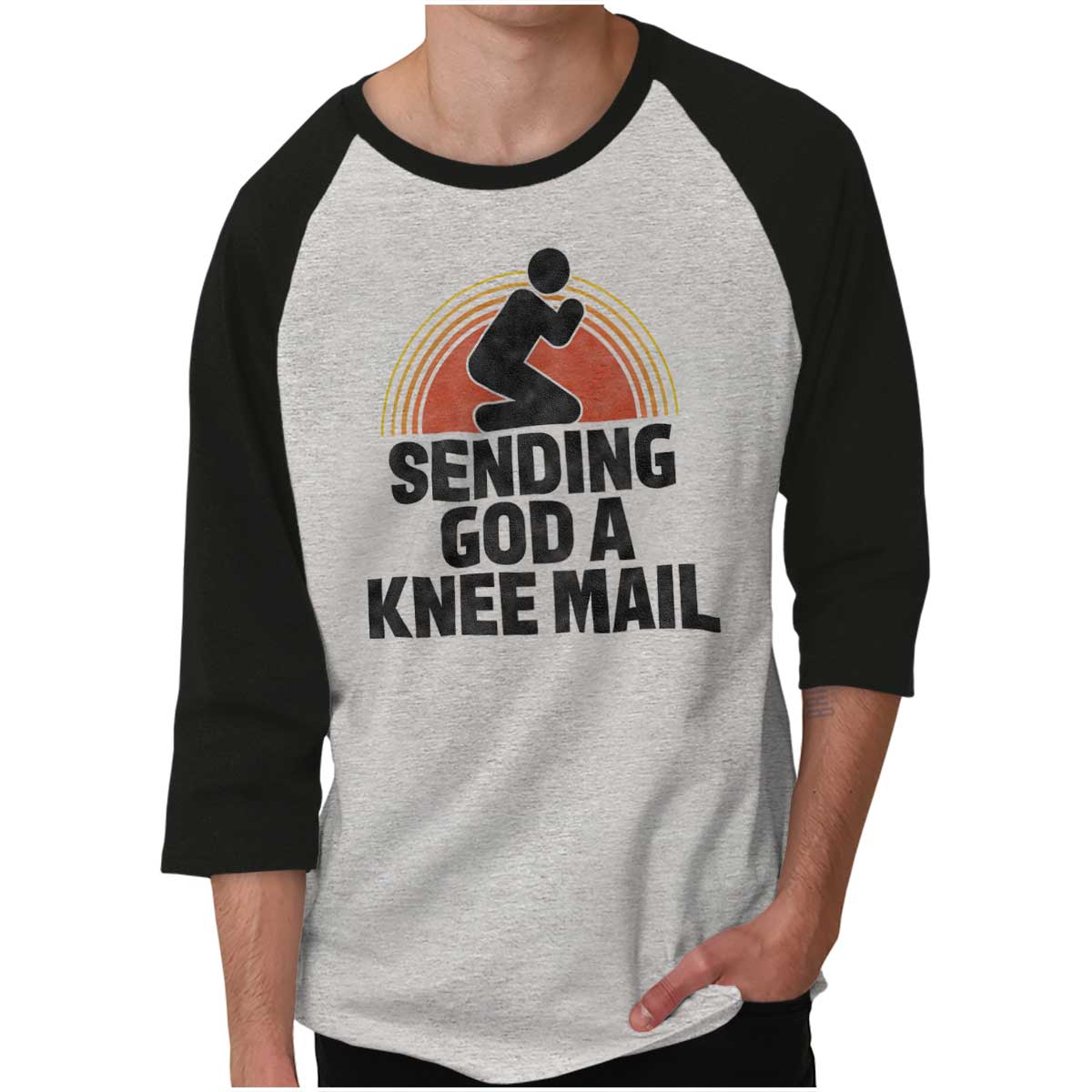 Sending God A Knee Mail Raglan Shirt