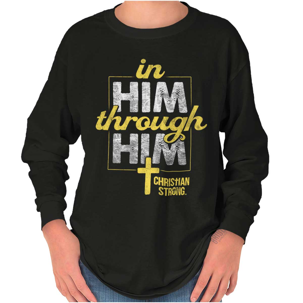 In Him Through Him Youth Long Sleeve T Shirt