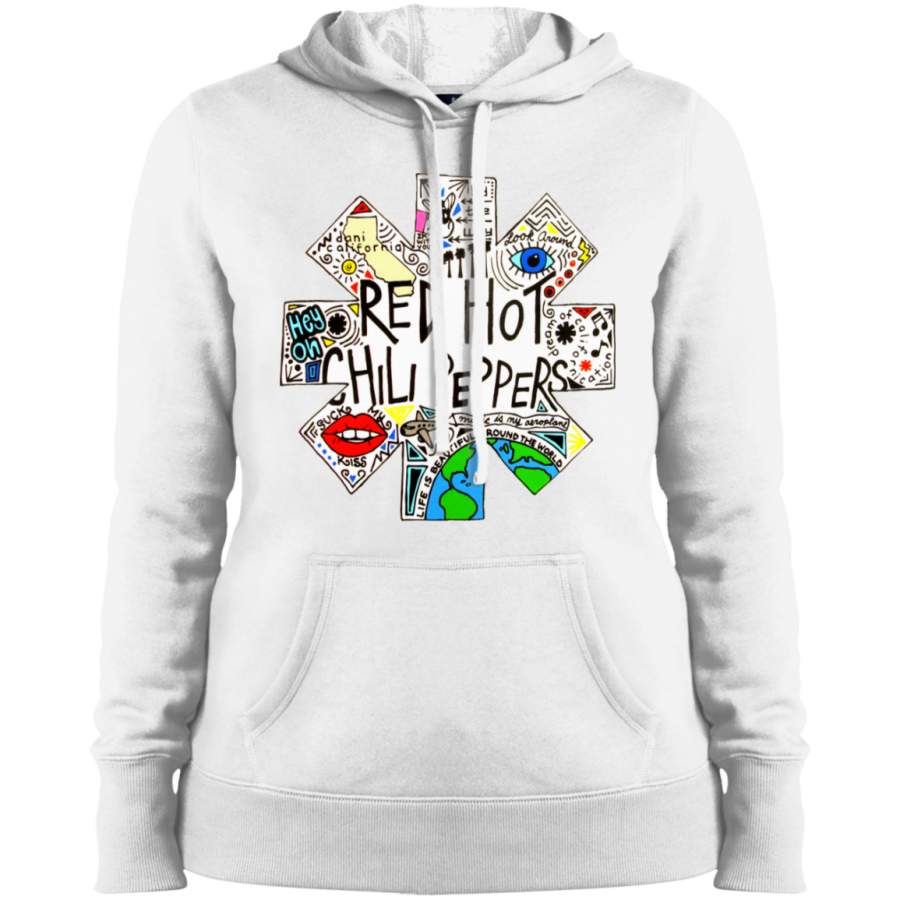 Bravado Adult Red Hot Chili Peppers Doodle Logo Ladies Pullover Hoodie