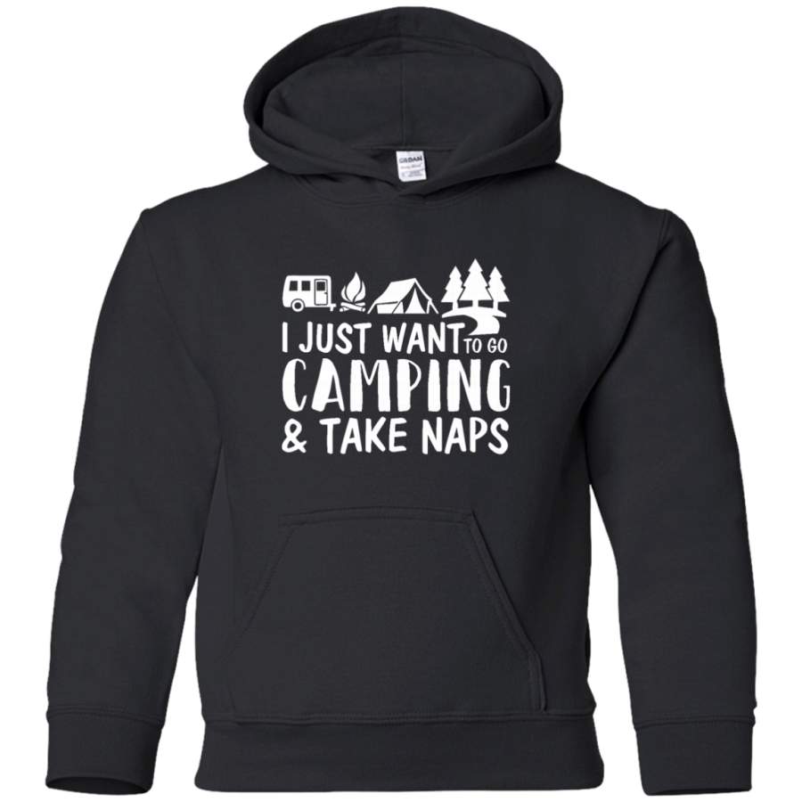 AGR i just want to go camping and take naps Youth Pullover Hoodie